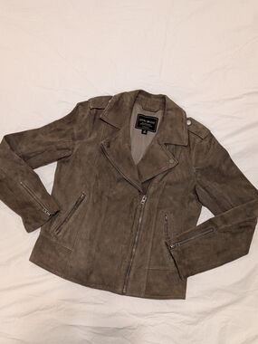 Lucky Brand Women's Taupe Suede Moto Jacket
